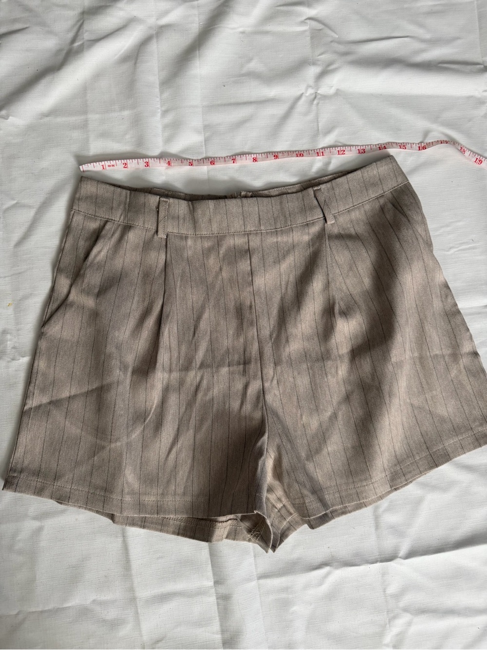 Pinstripe High-Waist Tailored Shorts